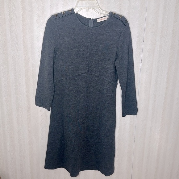 🌈 TORY BURCH Vienna Gray Wool Long Sleeve Dress small - Picture 3 of 12
